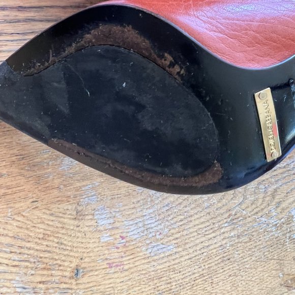 Ladies Orange Leather DOLCE & GABBANA High Heel Leather Shoe Italy Size 35.5 - Picture 5 of 5